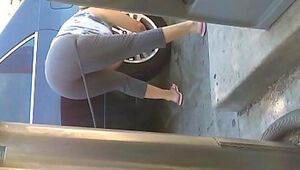 Epic White Milf Leaning Over With Open up trousers