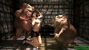 Hutts in Prison. Trio dimensional monster fuckfest